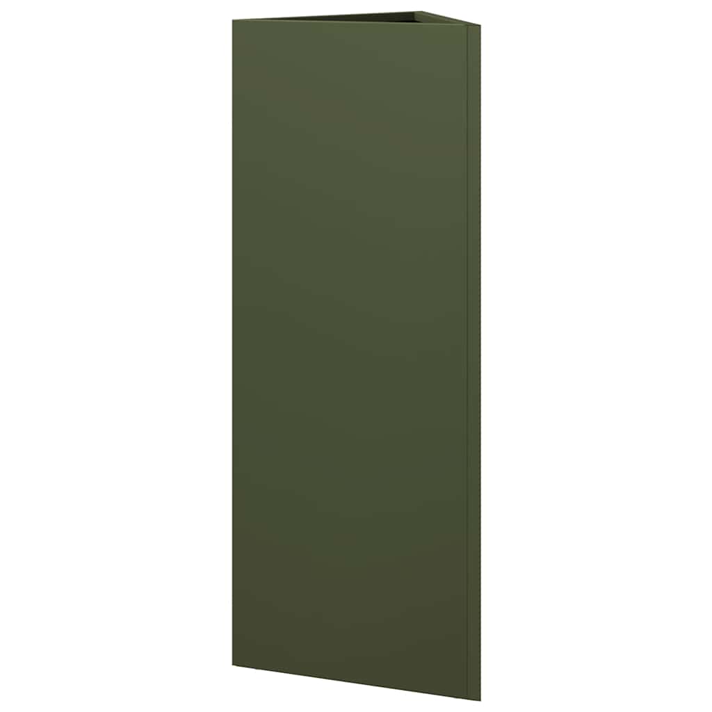 Fioriera da Giardino Verde Oliva Triangolare 30x26x75cm Acciaio
