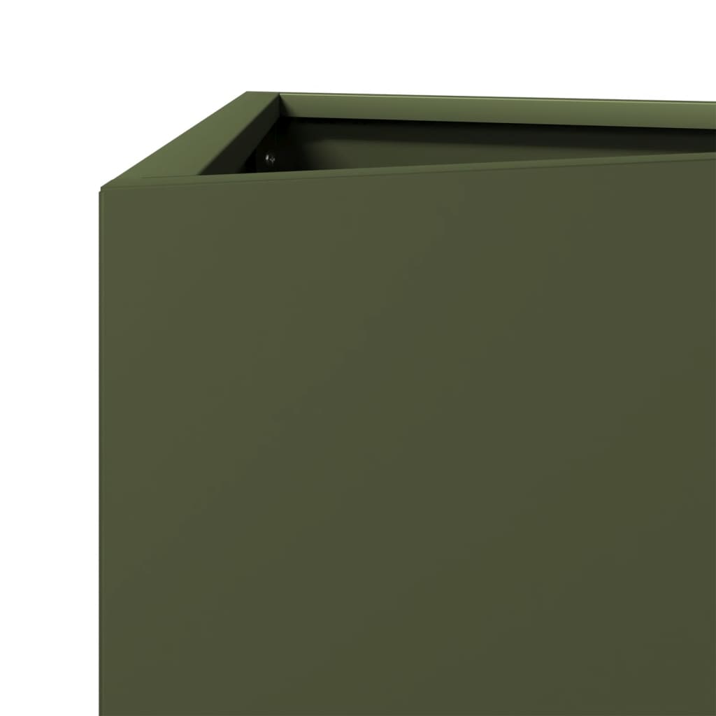 Fioriera da Giardino Verde Oliva Triangolare 30x26x75cm Acciaio