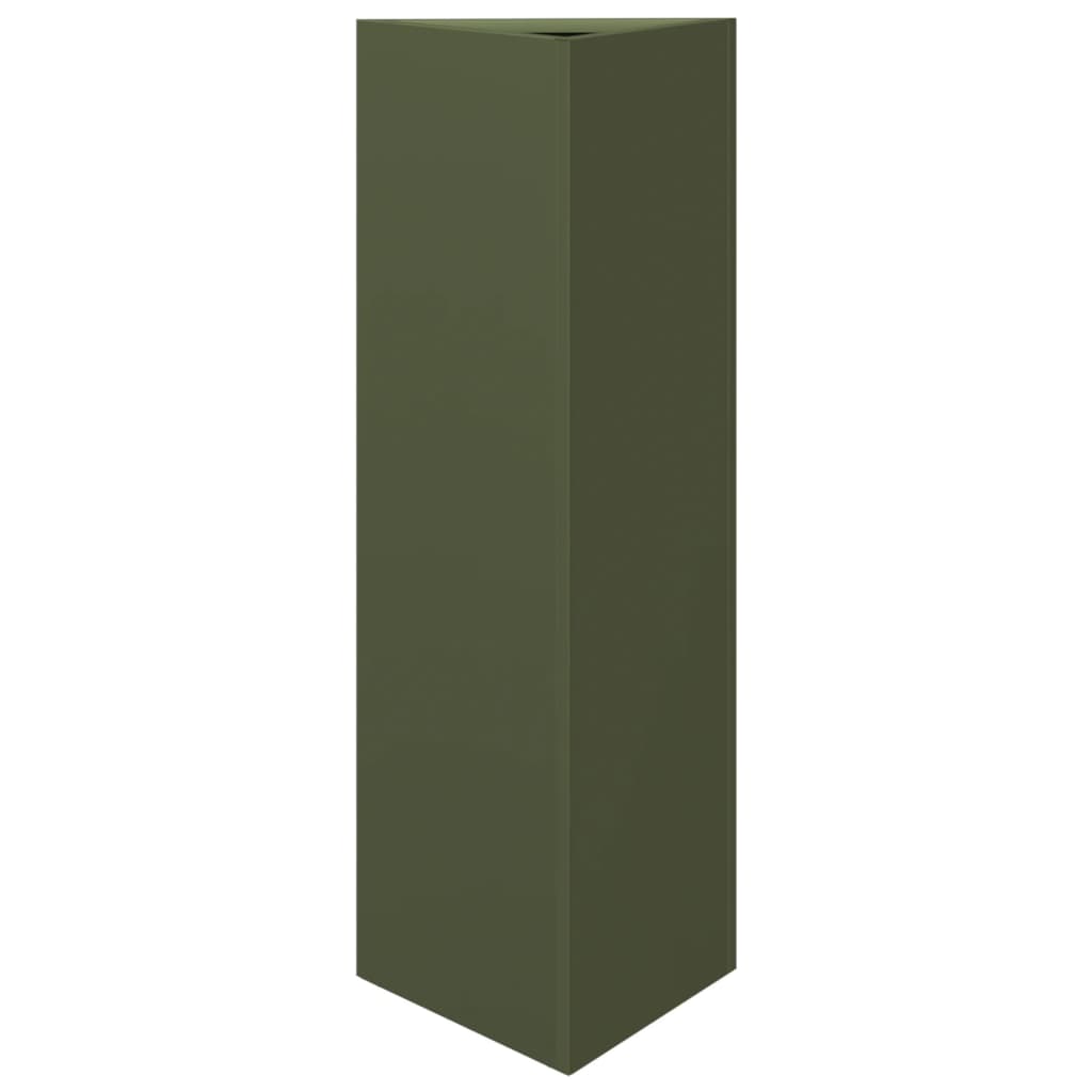 Fioriere 2 pz Verde Oliva Triangolari 30x26x75 cm in Acciaio