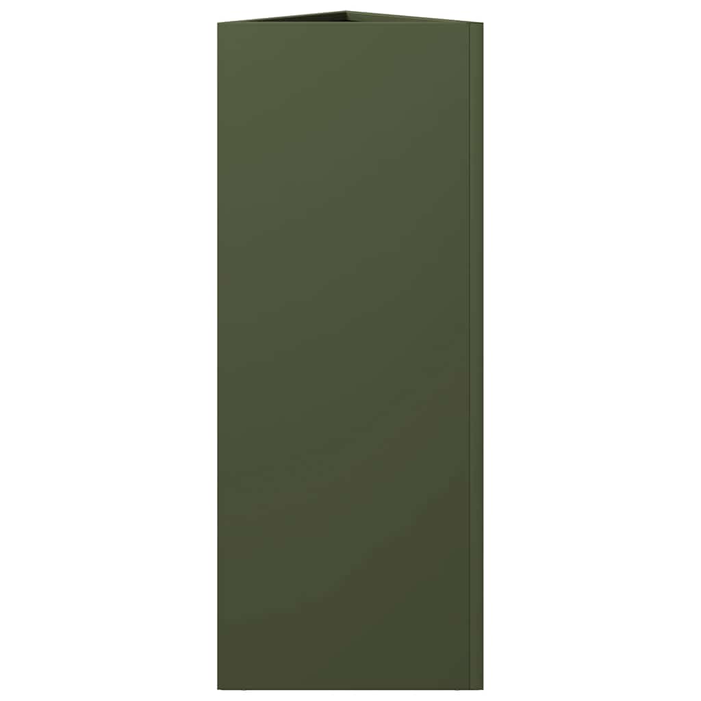 Fioriere 2 pz Verde Oliva Triangolari 30x26x75 cm in Acciaio