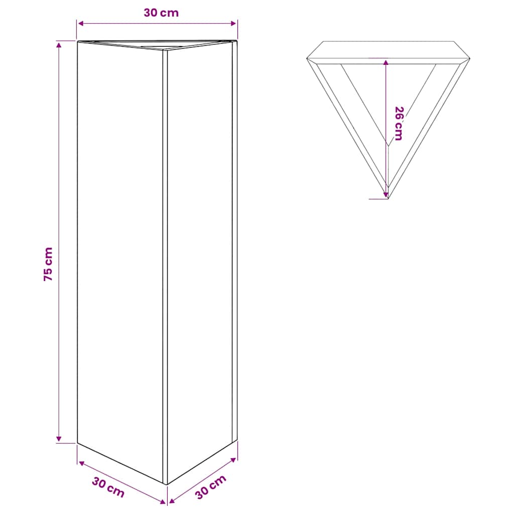 Fioriera da Giardino Triangolare 30x26x75 cm in Acciaio Zincato