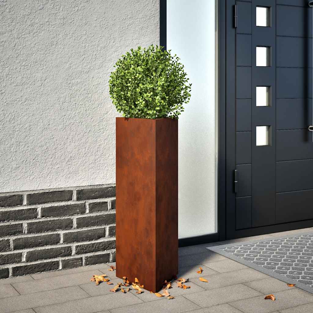 Fioriere da Giardino 2 pz Triangolari 30x26x75cm Acciaio Corten