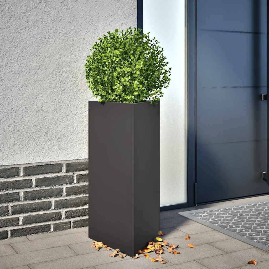 Fioriera da Giardino Nera Triangolare 40x34,5x75 cm in Acciaio