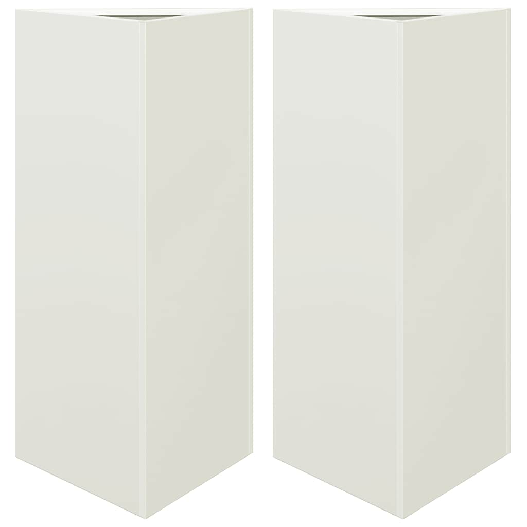 Fioriere 2 pz Bianche Triangolari 40x34,5x75 cm in Acciaio