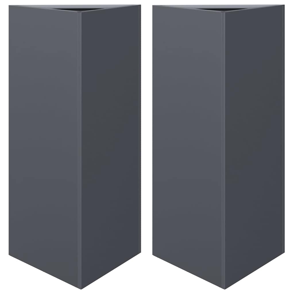 Fioriere 2 pz Antracite Triangolari 40x34,5x75 cm in Acciaio