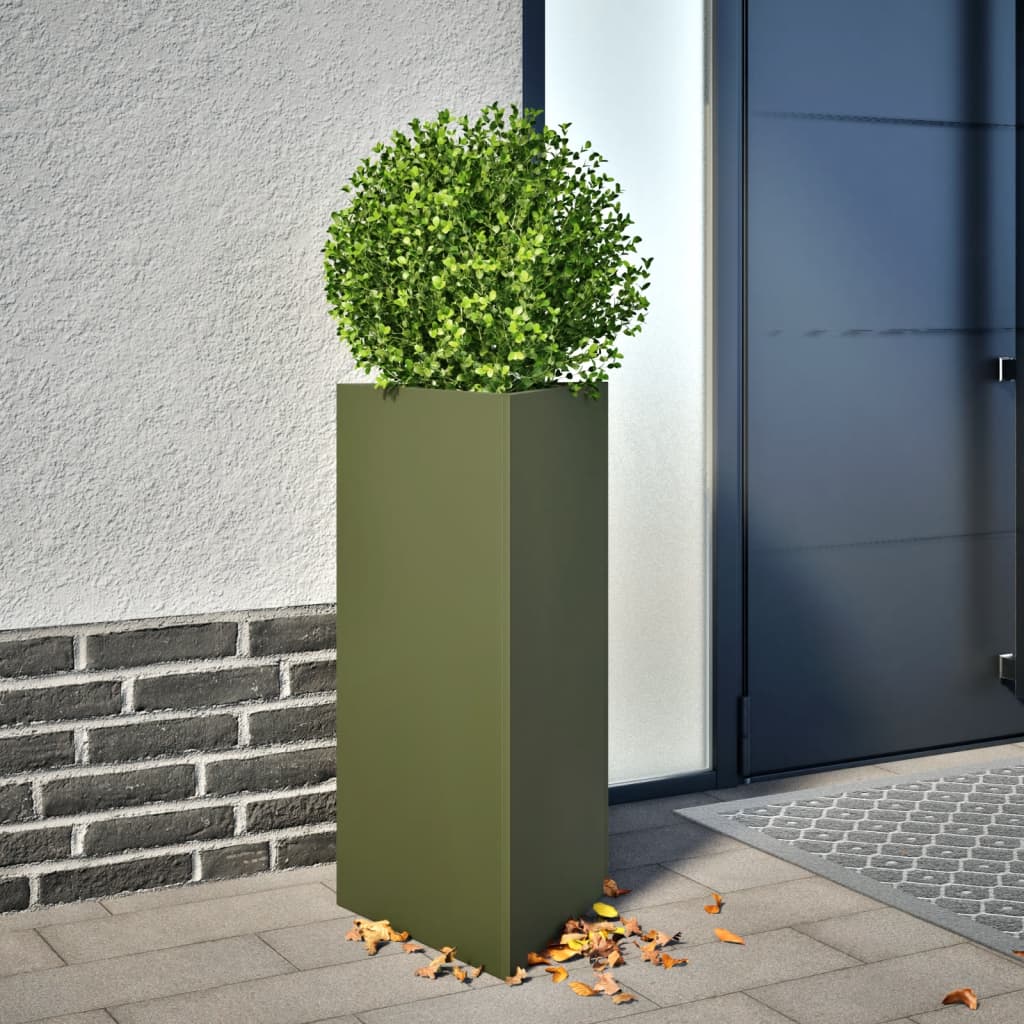 Fioriera Verde Oliva Triangolare 40x34,5x75 cm in Acciaio
