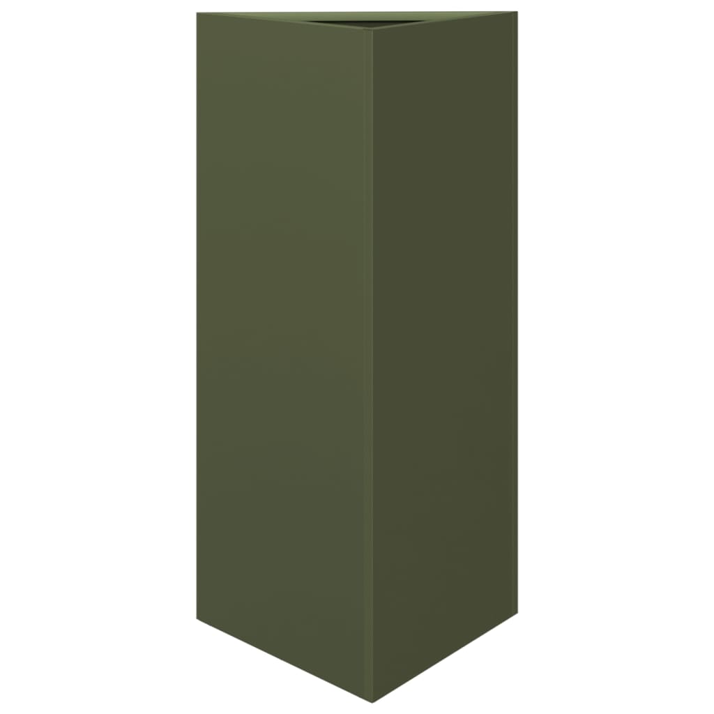 Fioriera Verde Oliva Triangolare 40x34,5x75 cm in Acciaio