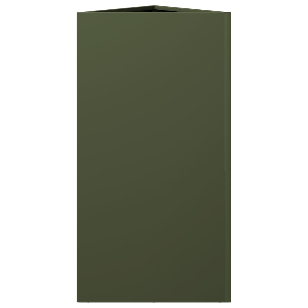 Fioriera Verde Oliva Triangolare 40x34,5x75 cm in Acciaio