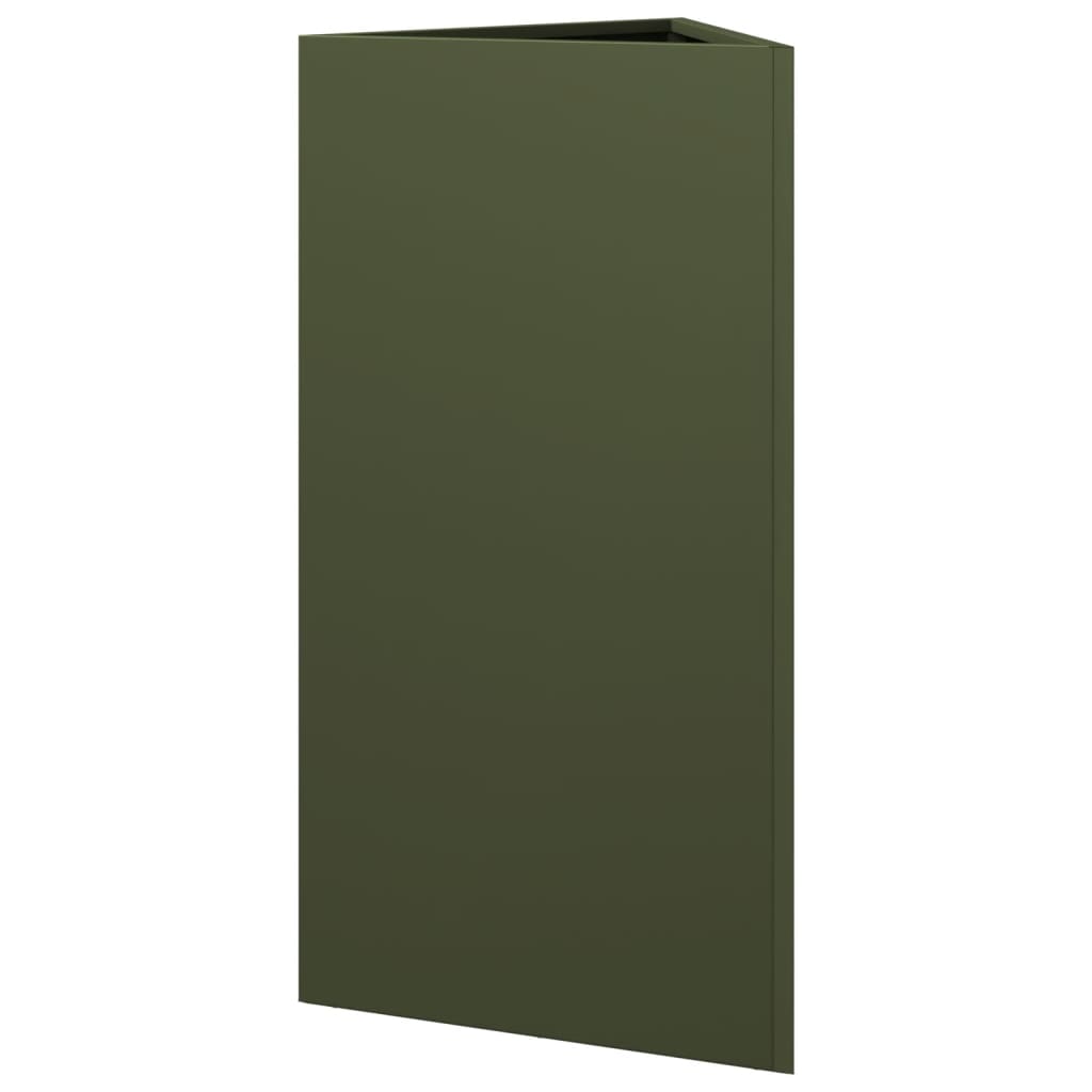 Fioriera Verde Oliva Triangolare 40x34,5x75 cm in Acciaio