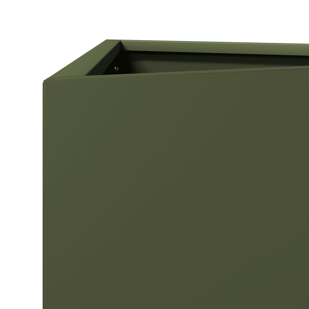 Fioriera Verde Oliva Triangolare 40x34,5x75 cm in Acciaio