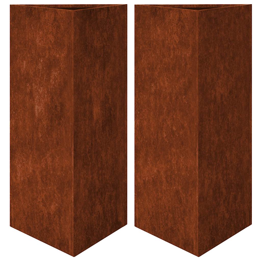 Fioriere da Giardino 2 pz Triangolari 40x34,5x75cm Acciaio Corten