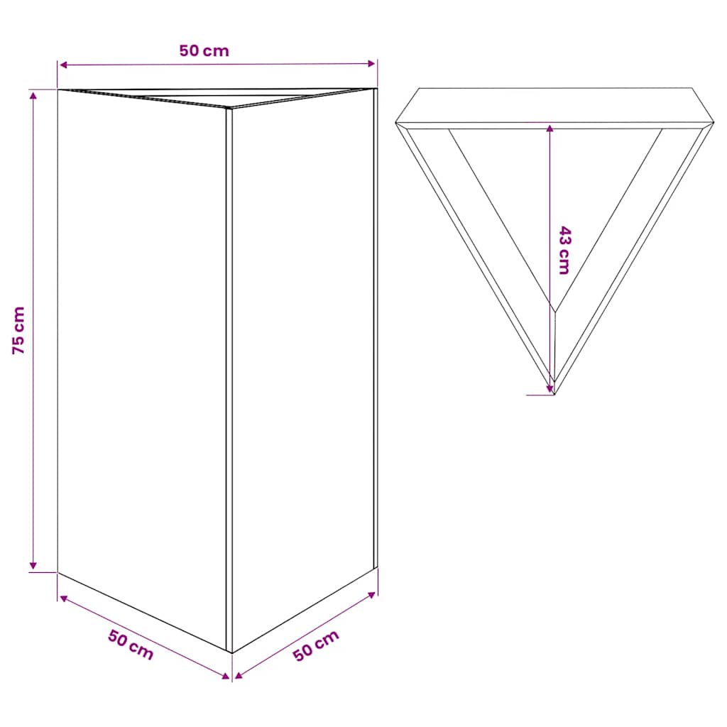 Fioriere 2 pz Bianche Triangolari 50x43x75 cm in Acciaio