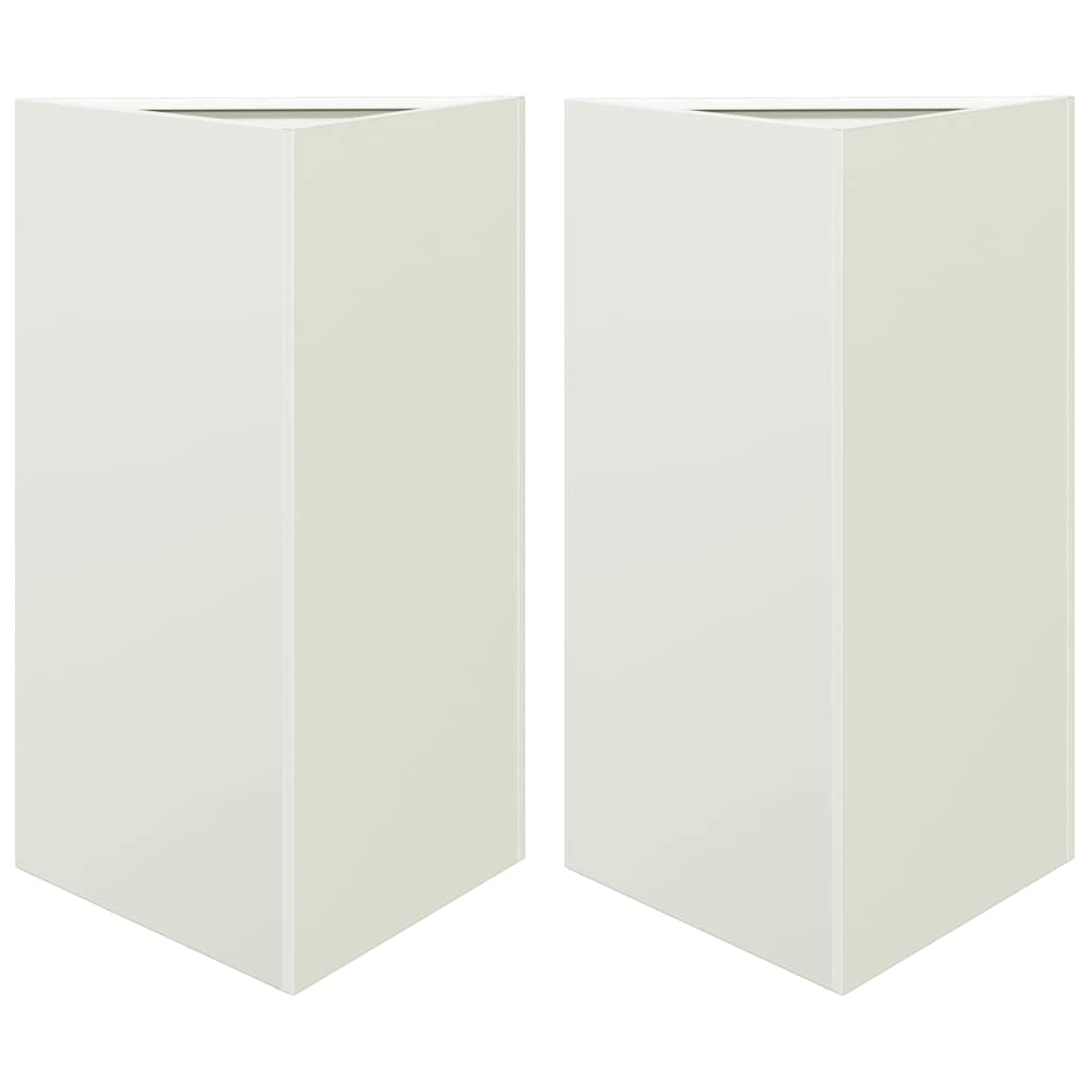 Fioriere 2 pz Bianche Triangolari 50x43x75 cm in Acciaio