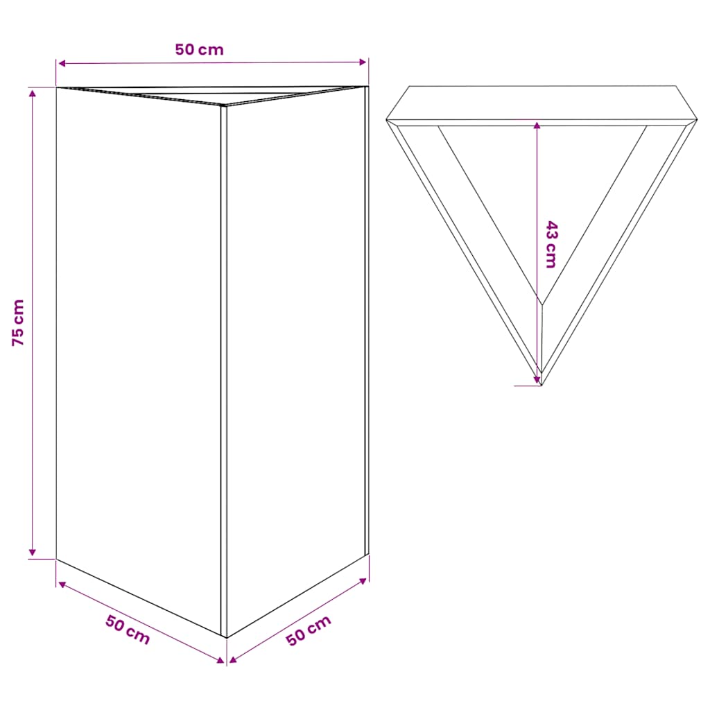 Fioriera da Giardino Antracite Triangolare 50x43x75 cm Acciaio
