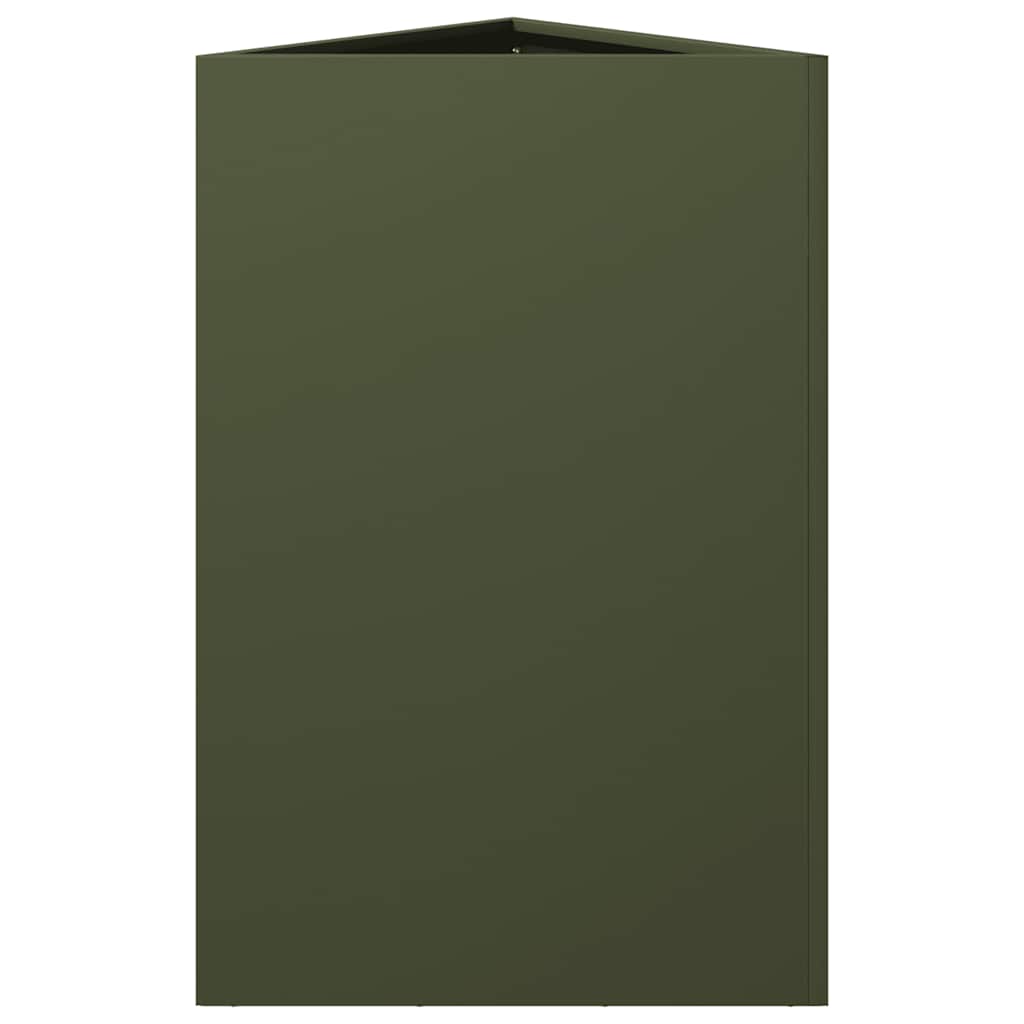 Fioriera da Giardino Verde Oliva Triangolare 50x43x75cm Acciaio
