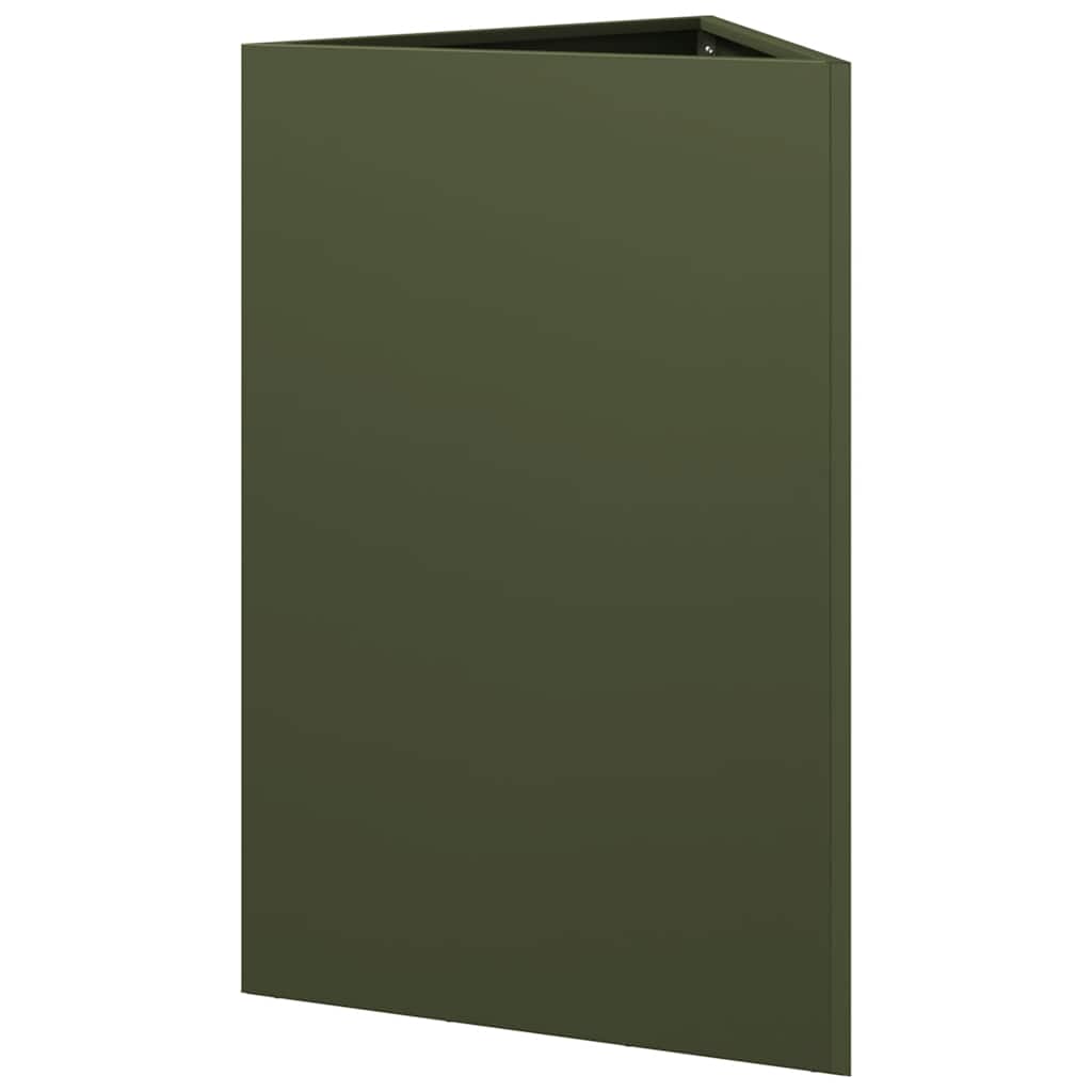 Fioriera da Giardino Verde Oliva Triangolare 50x43x75cm Acciaio