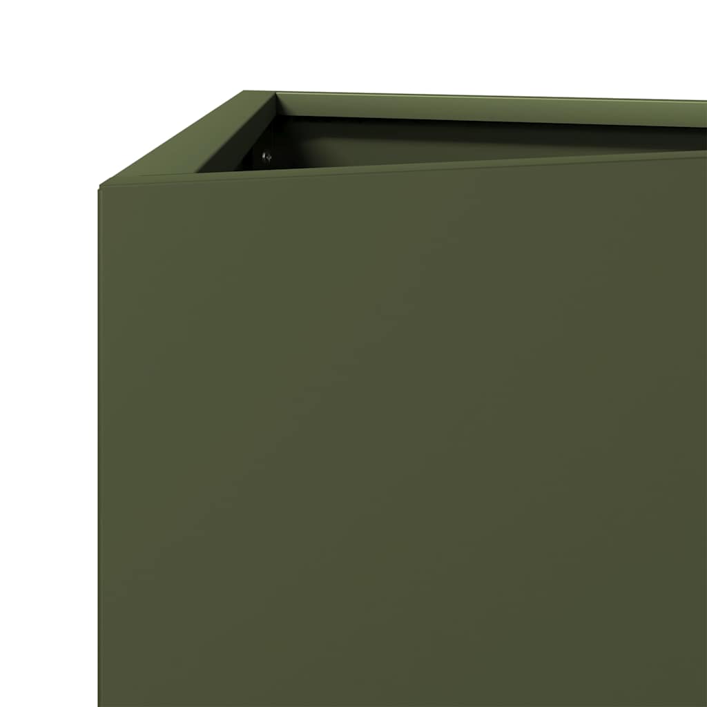 Fioriera da Giardino Verde Oliva Triangolare 50x43x75cm Acciaio
