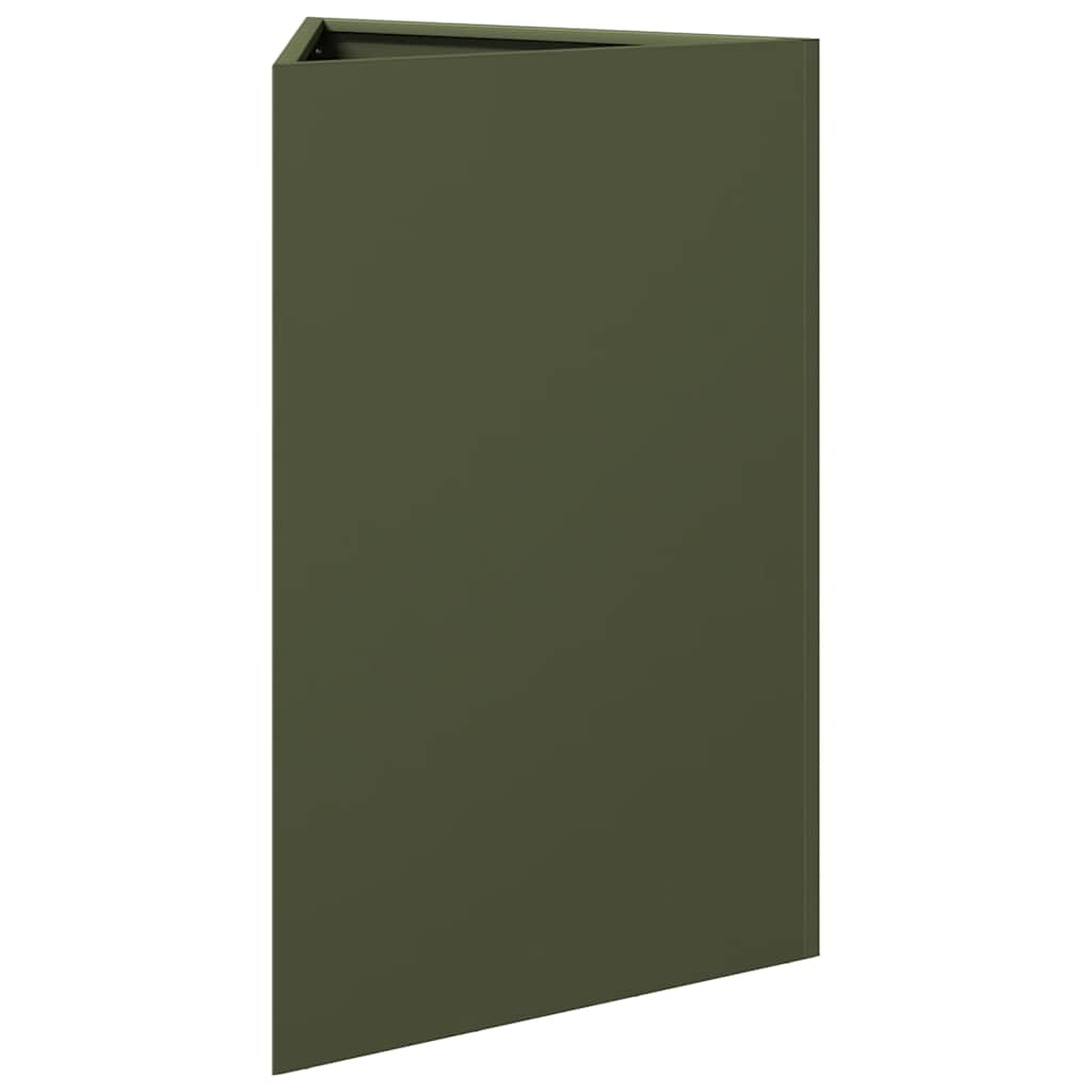 Fioriere 2 pz Verde Oliva Triangolari 50x43x75 cm in Acciaio