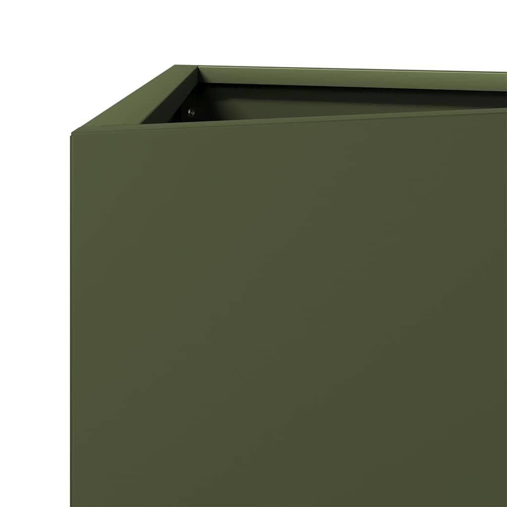 Fioriere 2 pz Verde Oliva Triangolari 50x43x75 cm in Acciaio