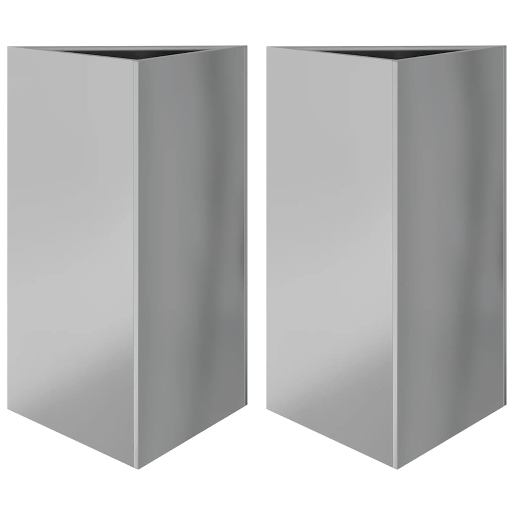 Fioriere 2 pz Triangolari 50x43x75 cm in Acciaio Zincato