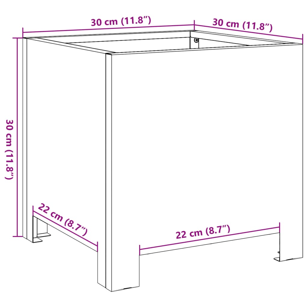 Fioriere da Giardino 2 pz Nere 30x30x30 cm in Acciaio