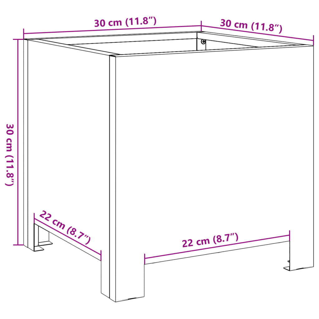 Fioriere da Giardino 2 pz Bianche 30x30x30 cm in Acciaio