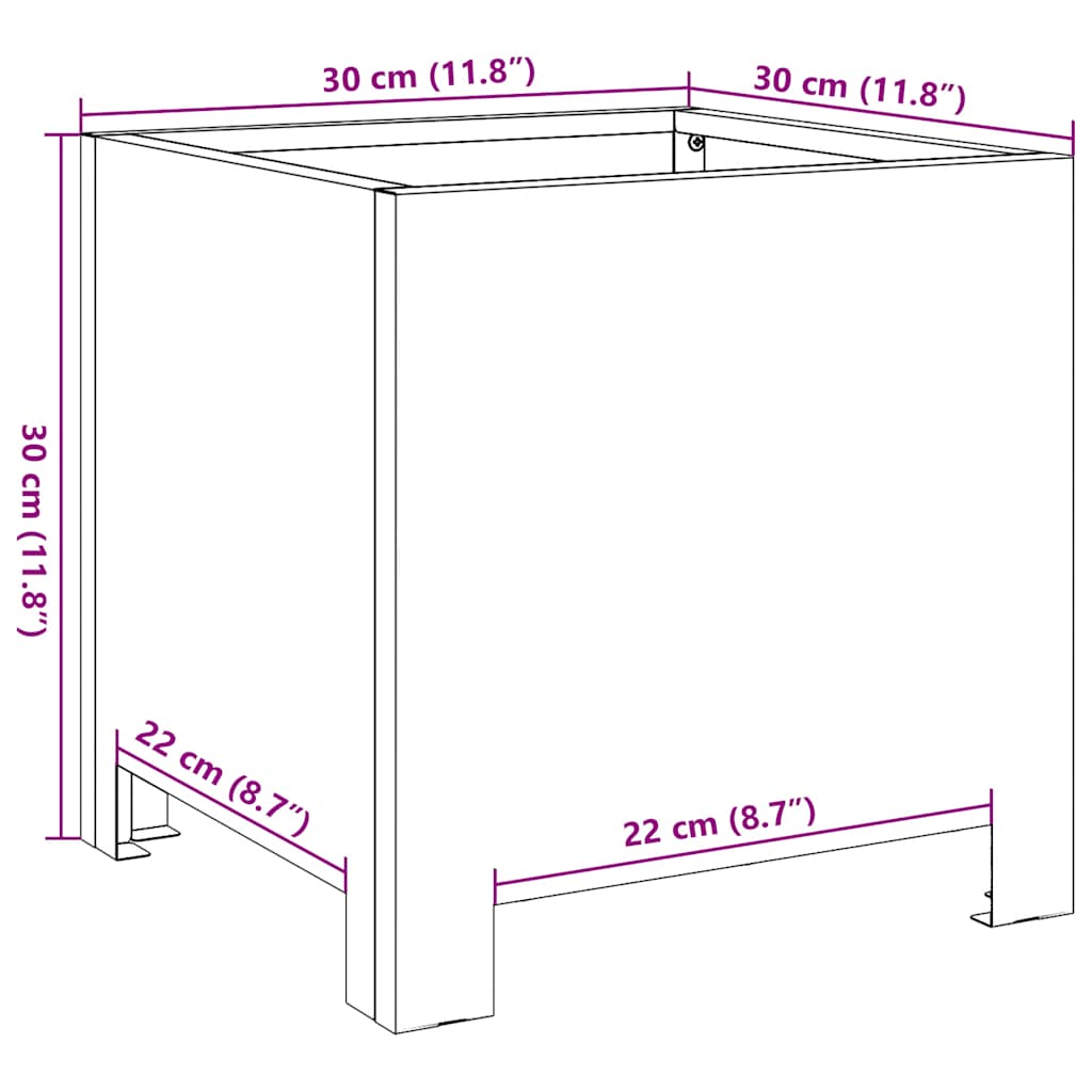 Fioriere da Giardino 2 pz 30x30x30 Grigie in Acciaio Zincato