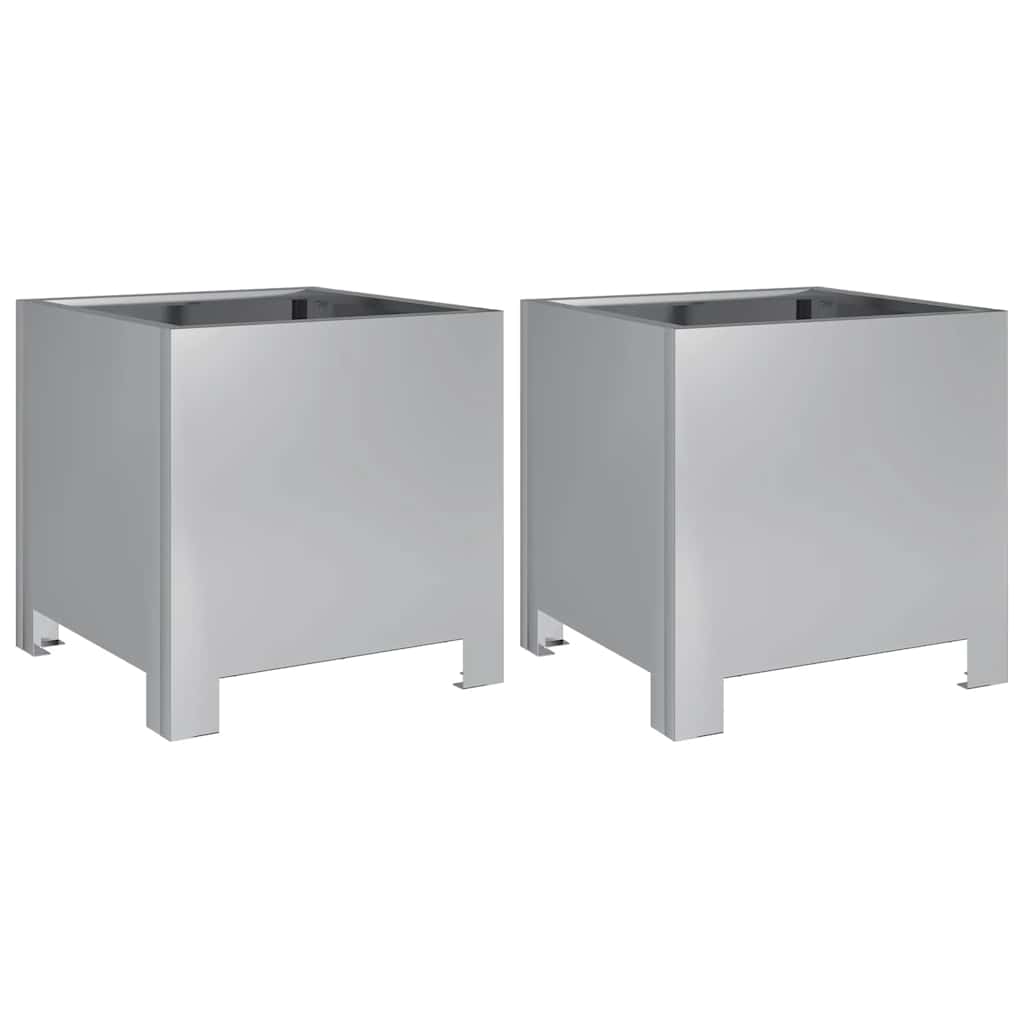 Fioriere da Giardino 2 pz 30x30x30 Grigie in Acciaio Zincato