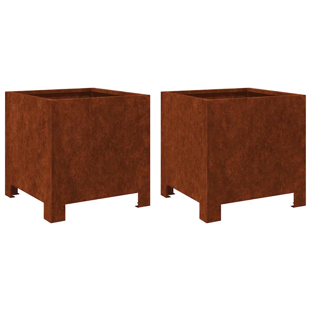 Fioriere da Giardino 2 pz 30x30x30 cm in Acciaio Corten