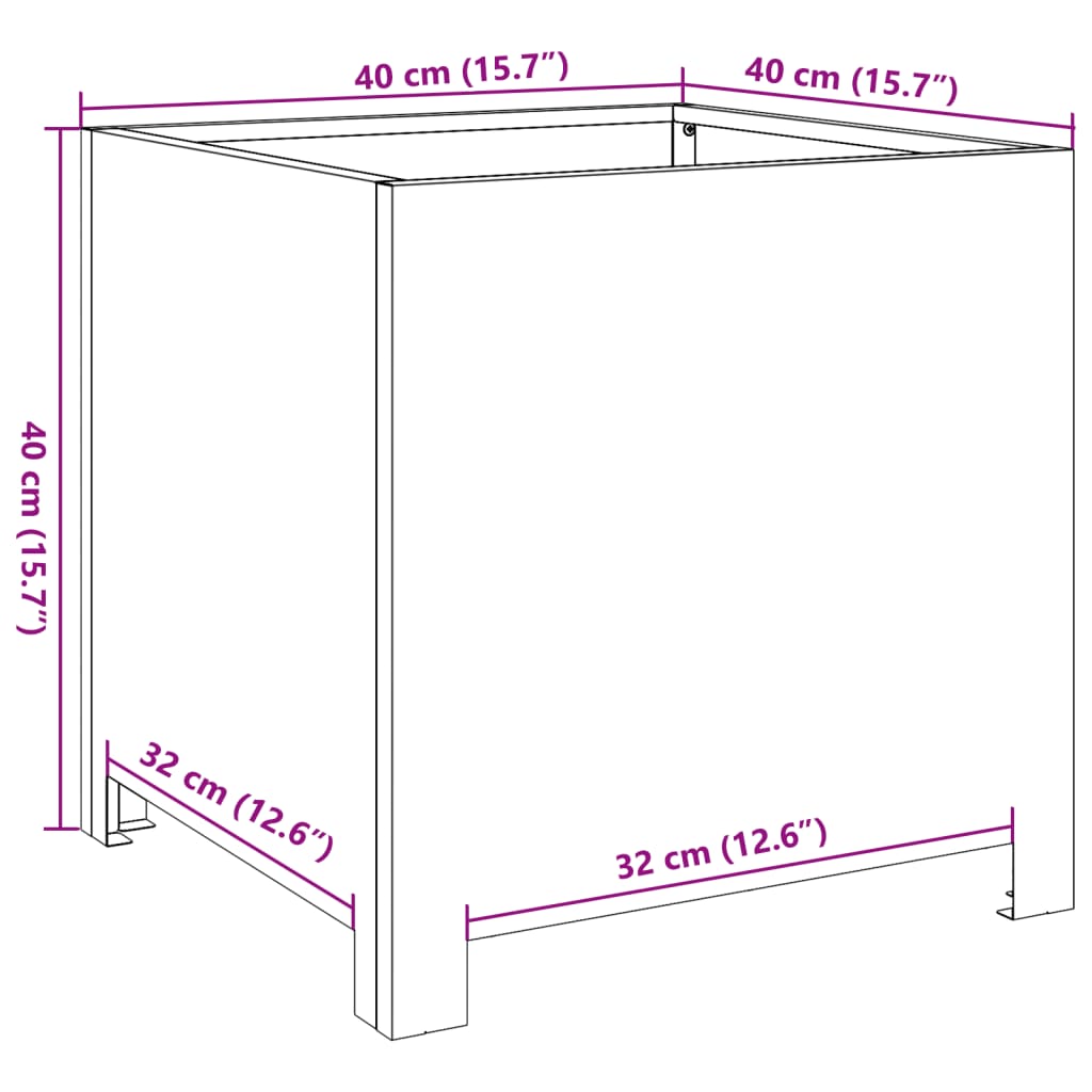 Fioriere da Giardino 2 pz Nere 40x40x40 cm in Acciaio