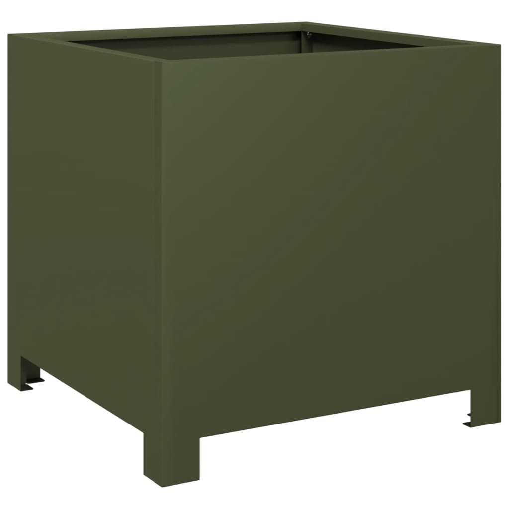 Fioriere da Giardino 2 pz Verde Oliva 40x40x40 cm in Acciaio
