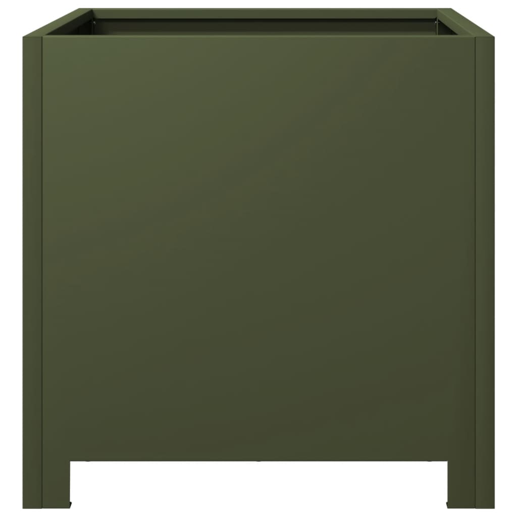 Fioriere da Giardino 2 pz Verde Oliva 40x40x40 cm in Acciaio