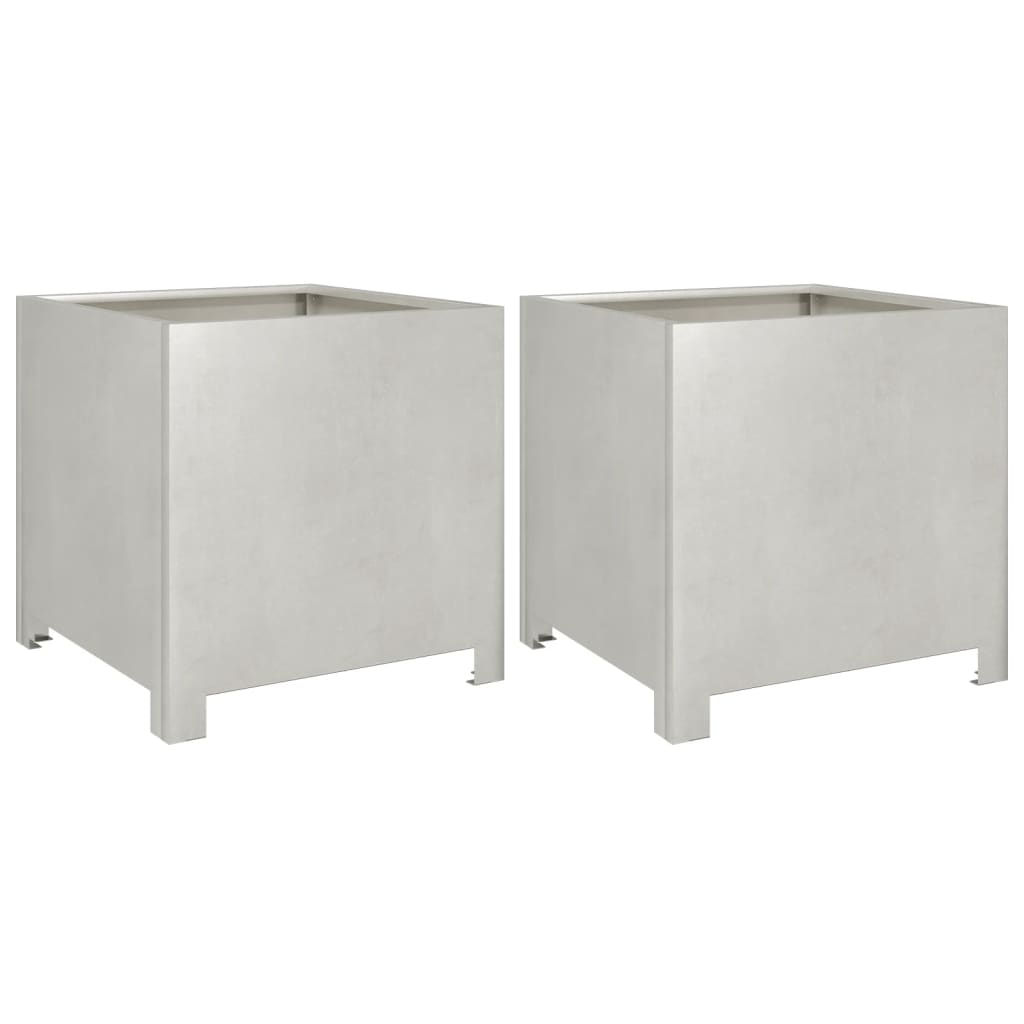 Fioriere da Giardino 2 pz 40x40x40 cm in Acciaio Inox