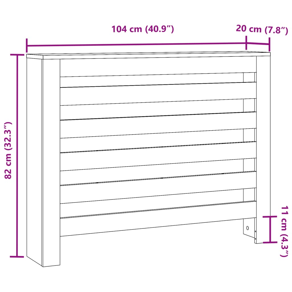 Copertura per radiatori Legno antico 104 x 20 x 82 cm