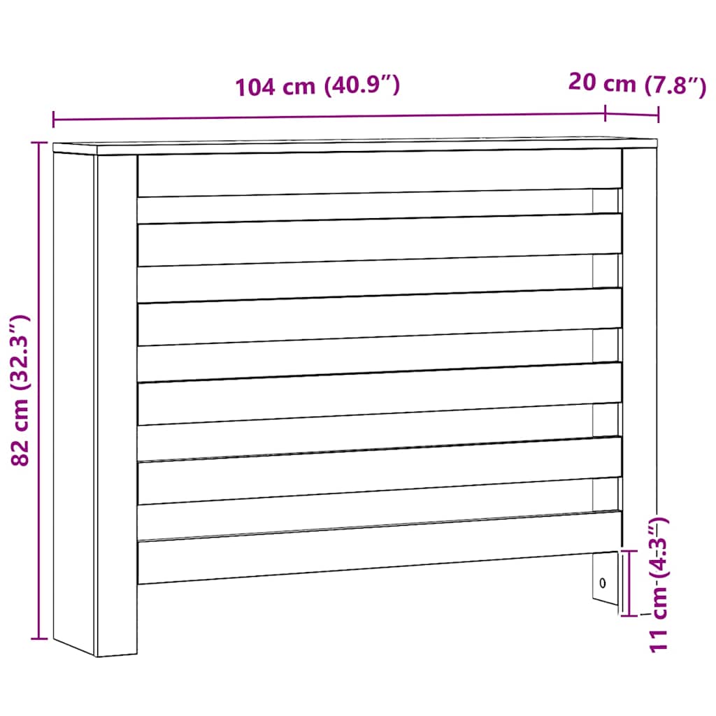 Copertura per radiatori Rovere 104 x 20 x 82 cm