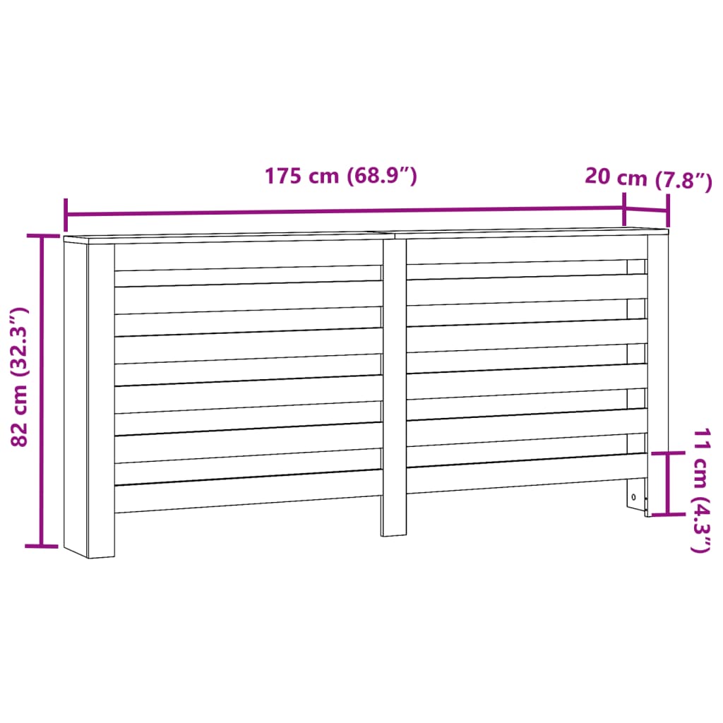Copertura per radiatori Legno antico 175 x 20 x 82 cm