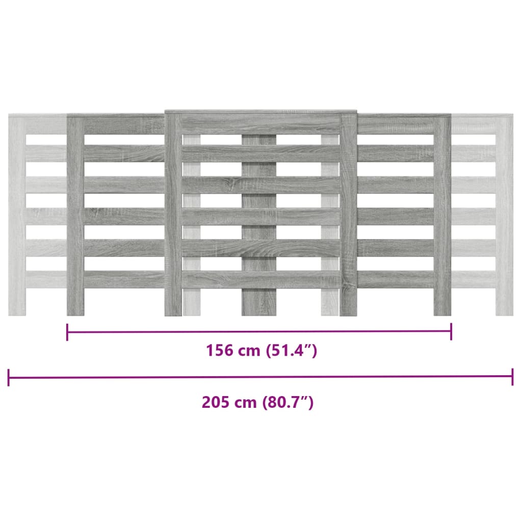 Copertura per radiatori Sonoma grigio 205 x 21,5 x 83,5 cm
