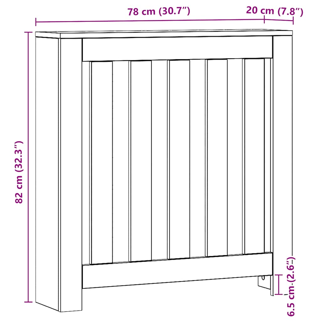 Copertura per radiatori Rovere 78 x 20 x 82 cm