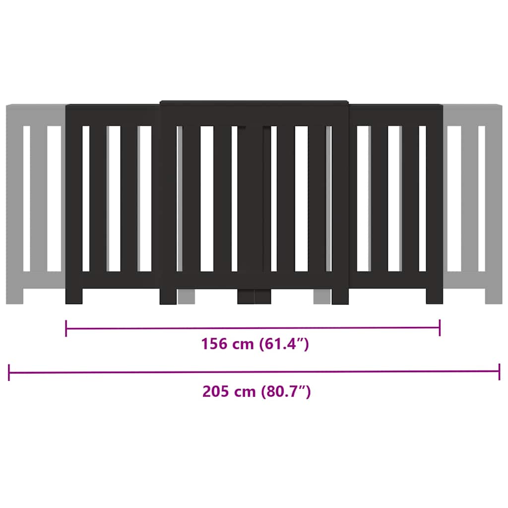 Copertura per radiatori Nero 205 x 21,5 x 83,5 cm