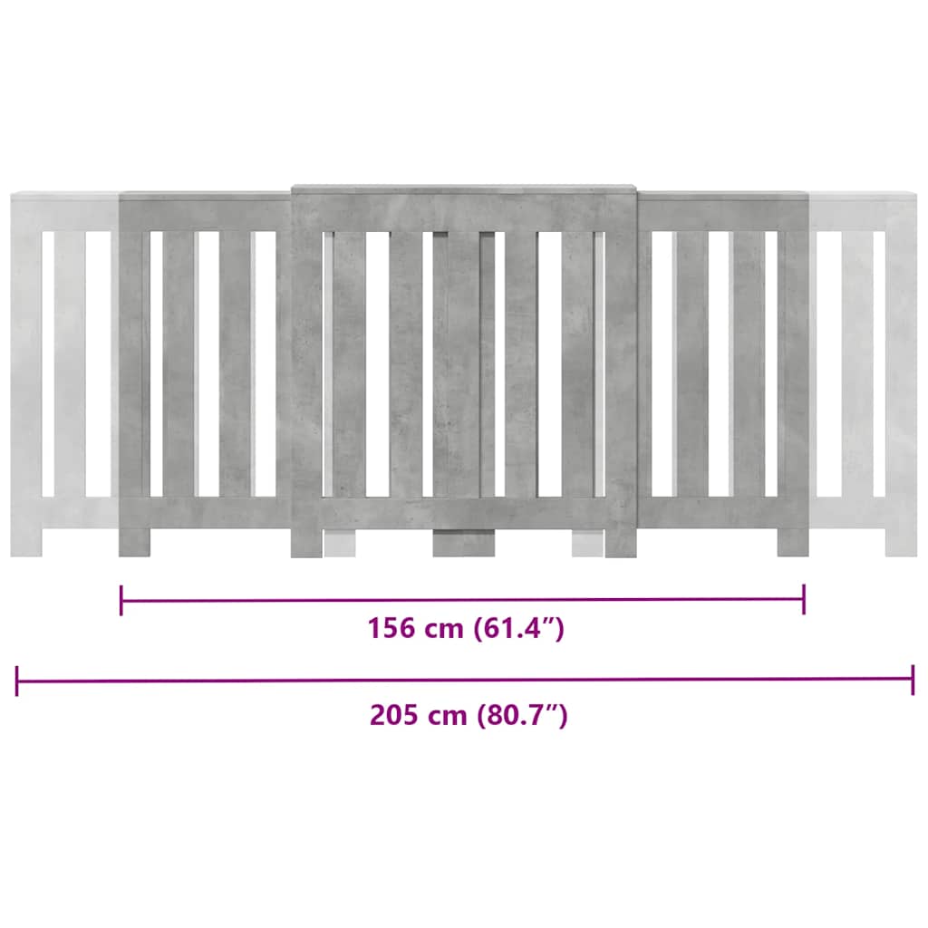 Copertura per radiatori Grigio Cemento 205 x 21,5 x 83,5 cm