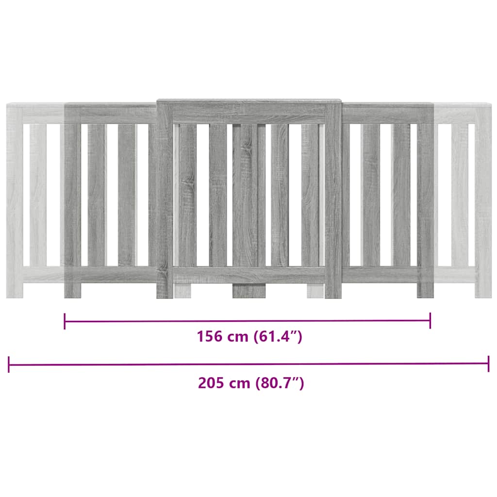 Copertura per radiatori Sonoma grigio 205 x 21,5 x 83,5 cm