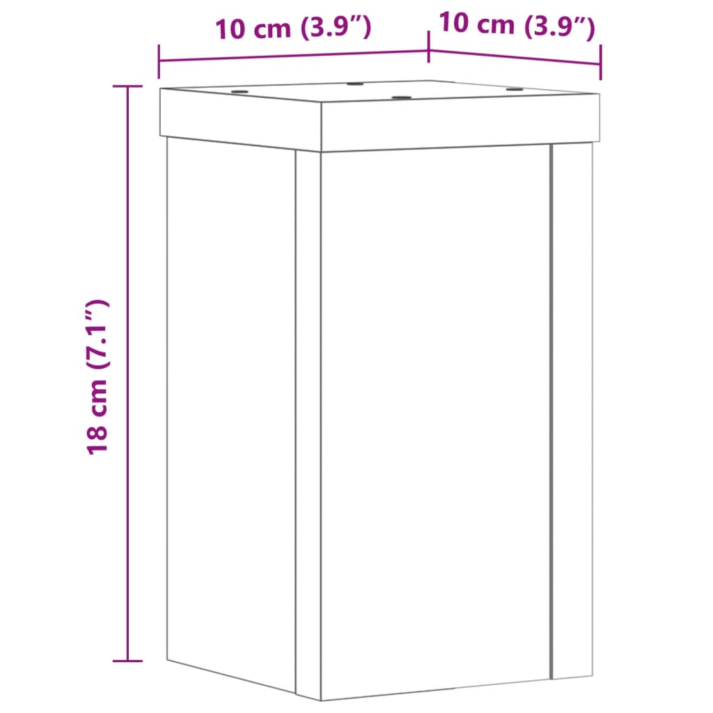 Supporti per Piante 2 pz Grigio 10x10x18 cm Legno Multistrato