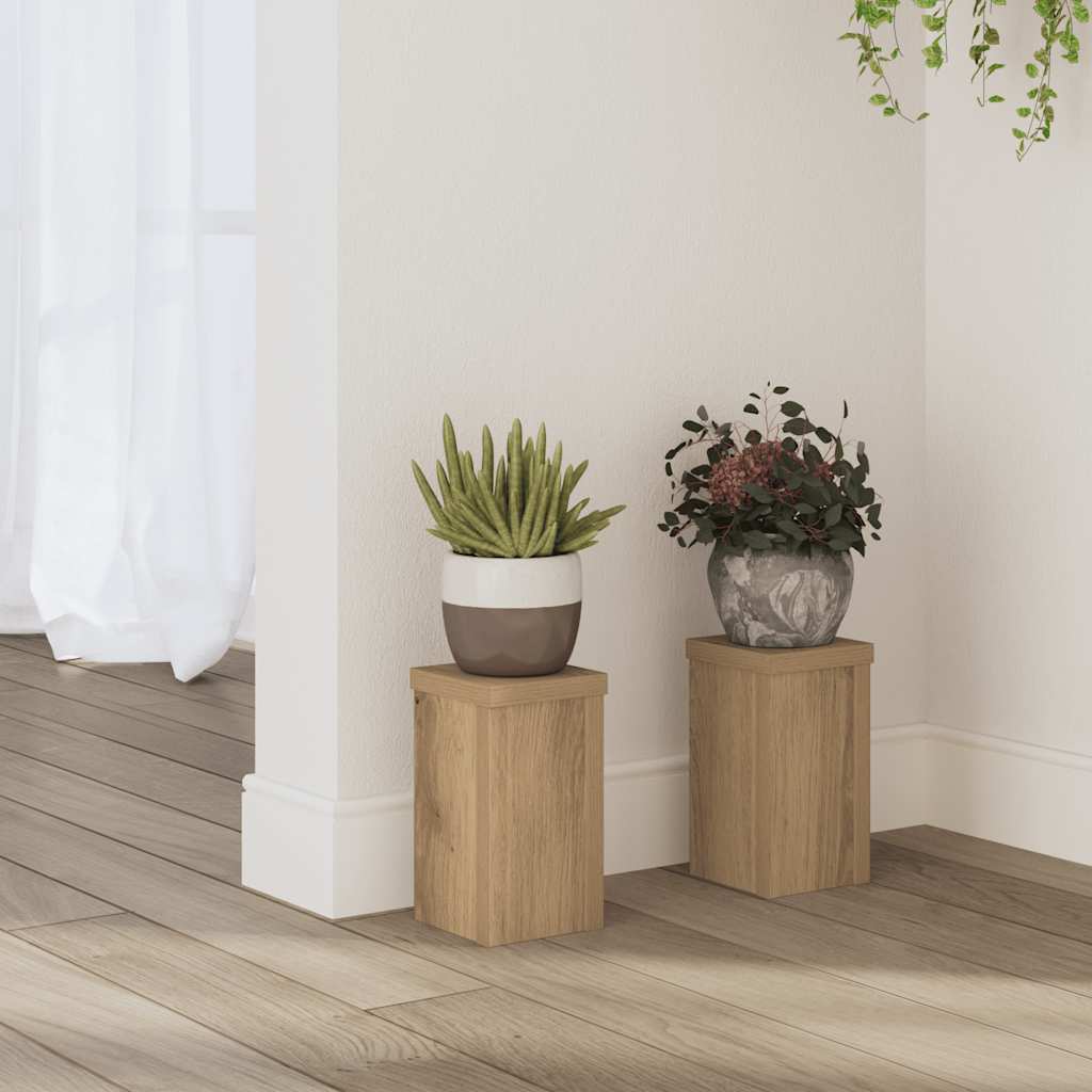 Supporti per Piante 2 pz Rovere 10x10x18 cm in Multistrato