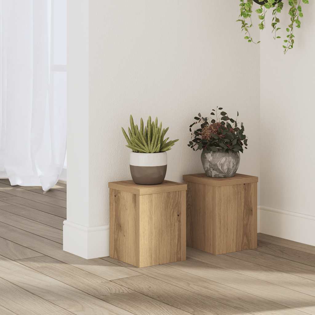 Supporti per Piante 2 pz Rovere 15x15x20 cm in Multistrato