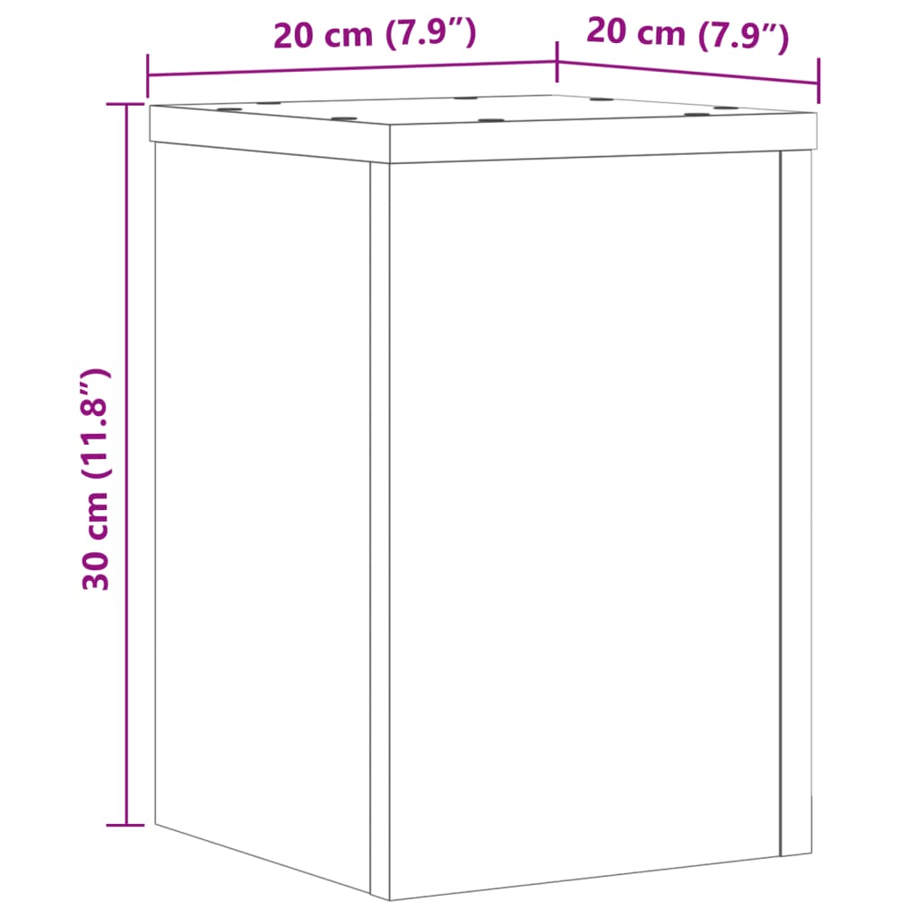 Supporti per Piante 2 pz Grigio 20x20x30 cm Legno Multistrato