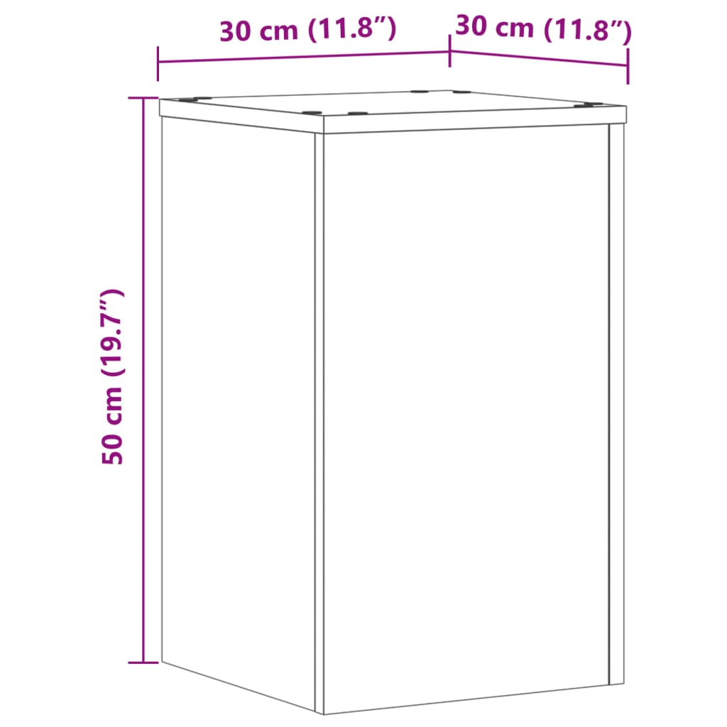 Supporti per Piante 2 pz Rovere 30x30x50 cm Legno Multistrato