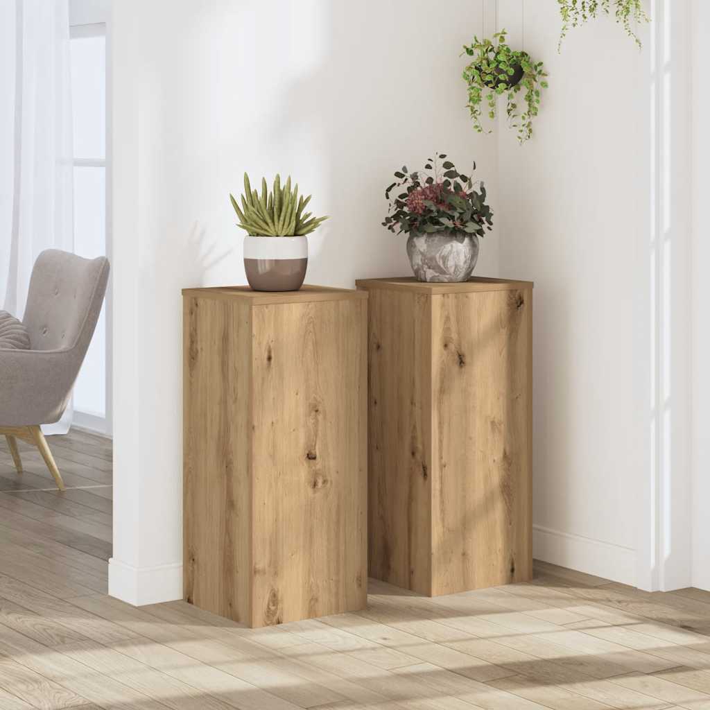 Supporti per Piante 2 pz Rovere 30x30x70 cm in Multistrato