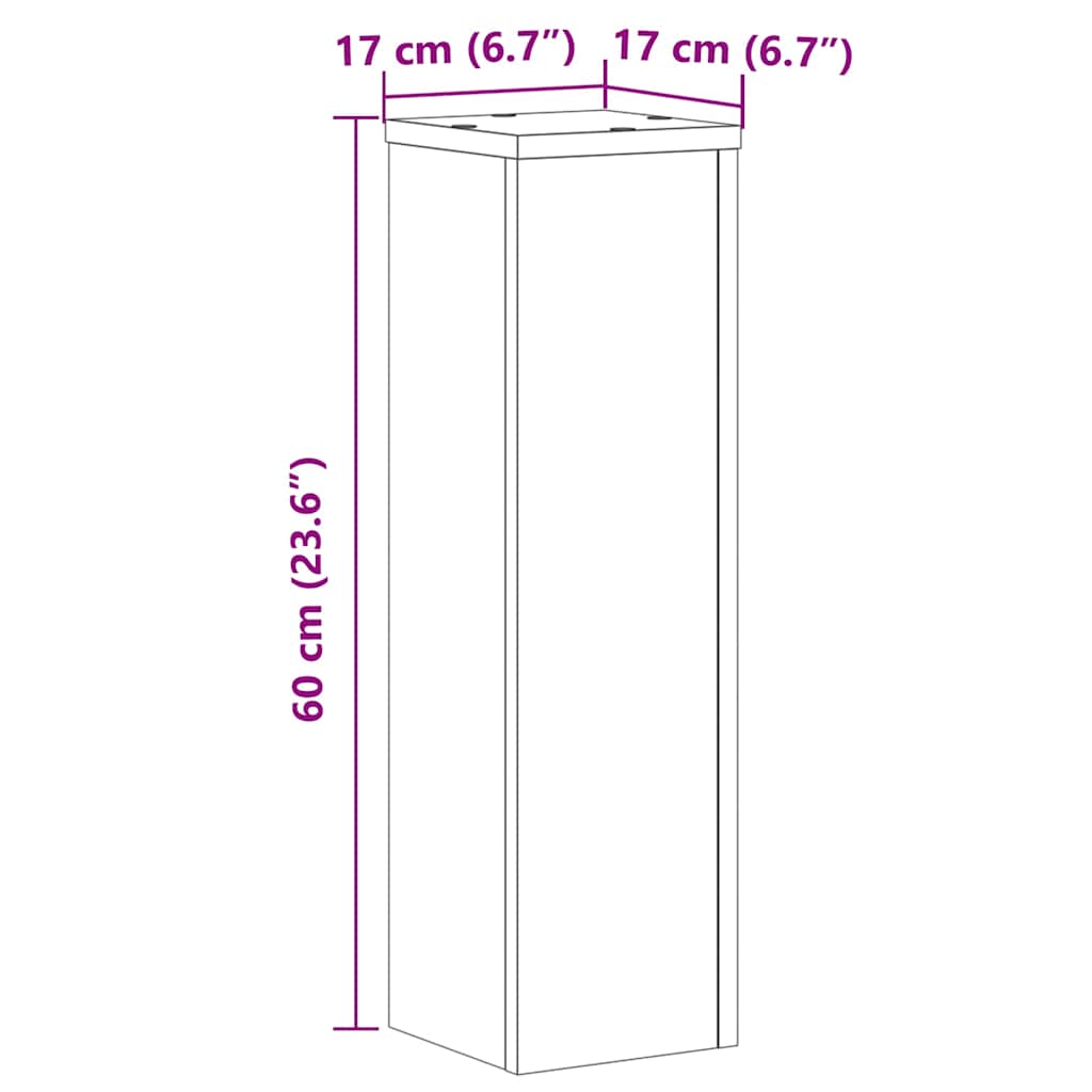 Supporti per Piante 2 pz Grigio 17x17x60 cm Legno Multistrato