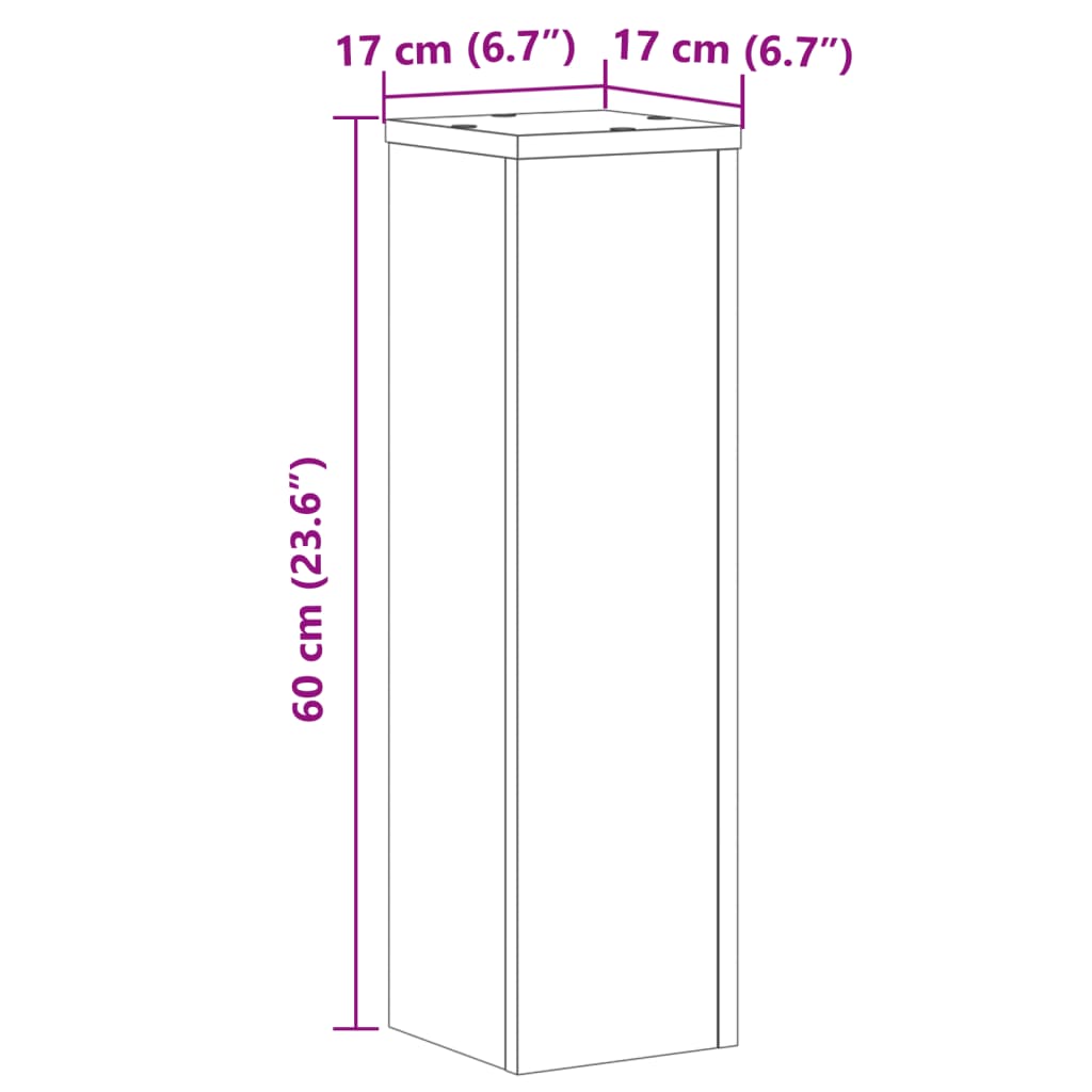 Supporti per Piante 2 pz Rovere 17x17x60 cm Legno Multistrato
