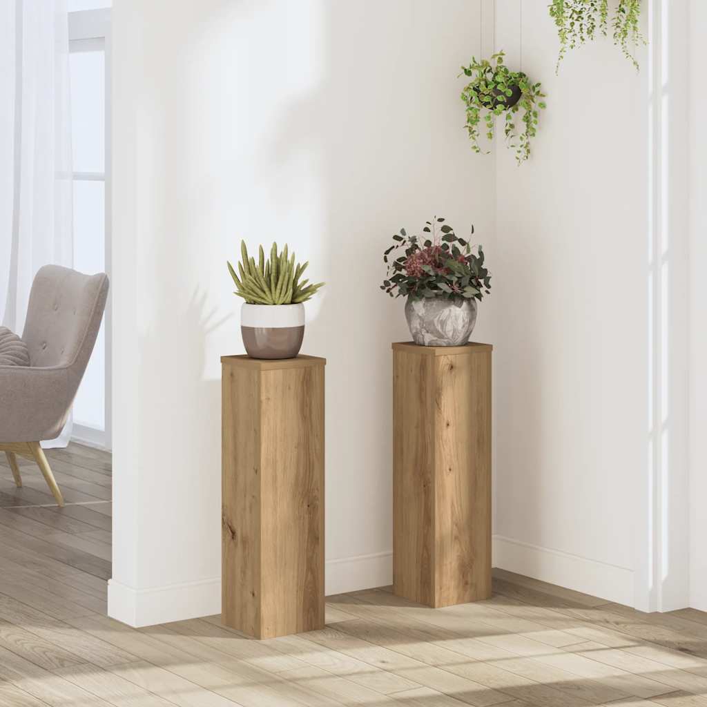 Supporti per Piante 2 pz Rovere 17x17x60 cm in Multistrato